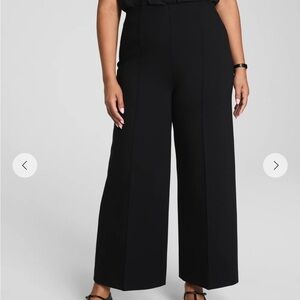 SPANX Black Ponte Cropped Wide-Leg Pants